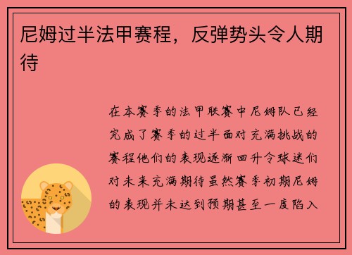 尼姆过半法甲赛程，反弹势头令人期待